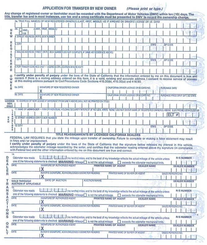 Back of Title for California