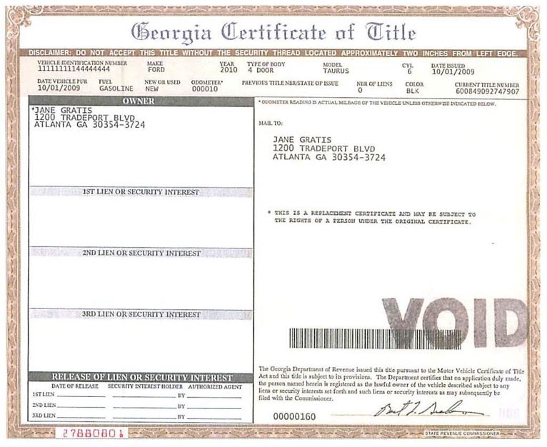 Front of Title Georgia